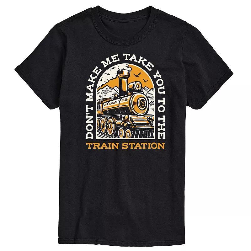 Mens Yellowstone Take You Train Station Graphic Tee Blue Product Image