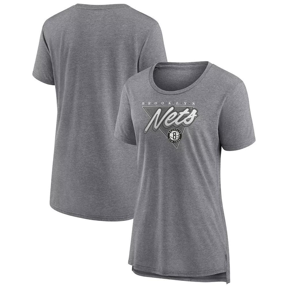 Women's Fanatics Branded Heathered Gray Brooklyn Nets True Classics Tri-Blend T-Shirt, Size: XL, Grey Product Image
