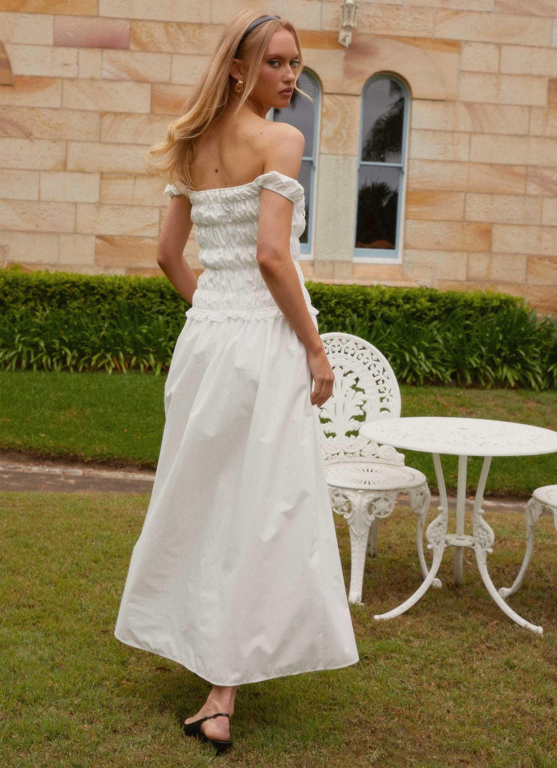 Countryside Off Shoulder Maxi Dress - Ivory Product Image