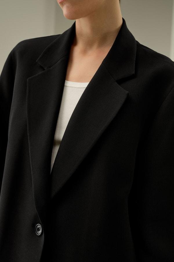 Single-Button Silk-Wool Blend Blazer Product Image