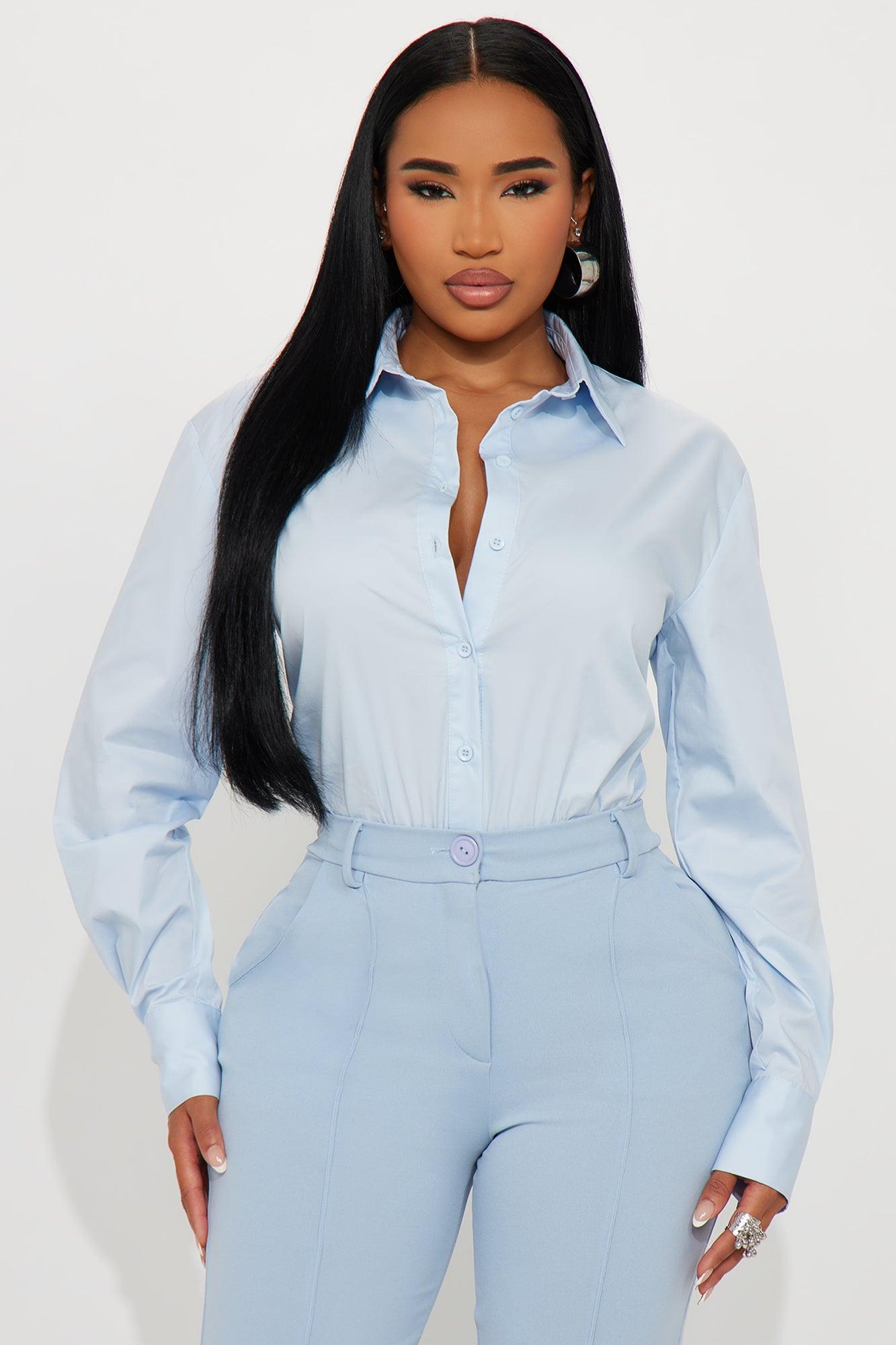 Most Loved Poplin Bodysuit - Blue Product Image