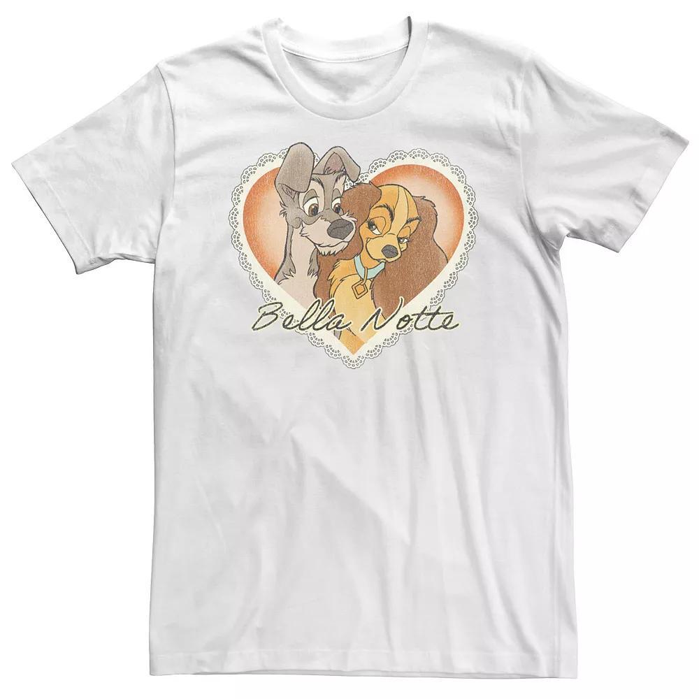 Big & Tall Disney Lady and the Tramp Vintage Valentine Tee, Men's, Size: XL Tall, White Product Image