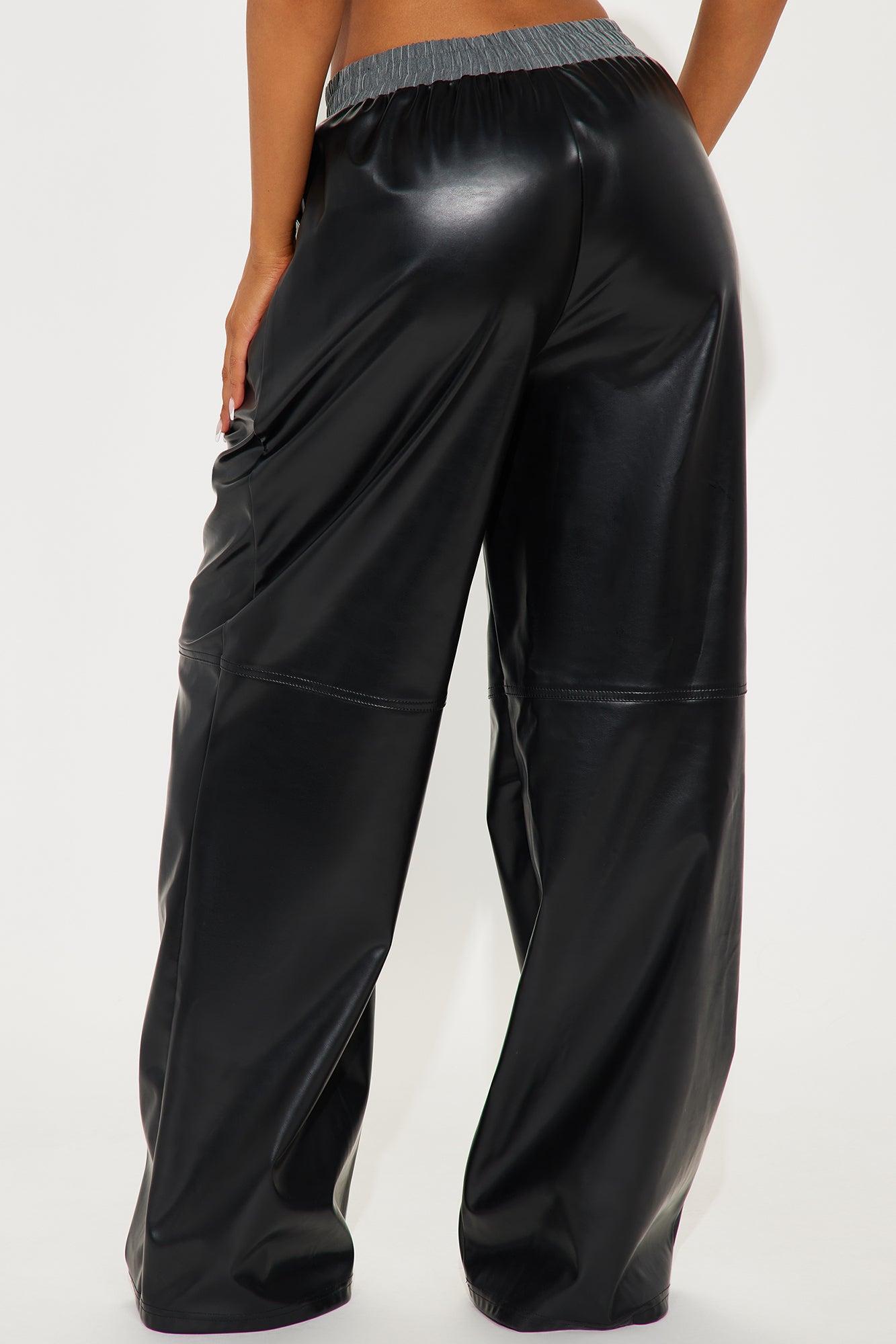 Astrid Faux Leather Boxer Pant - Black Product Image