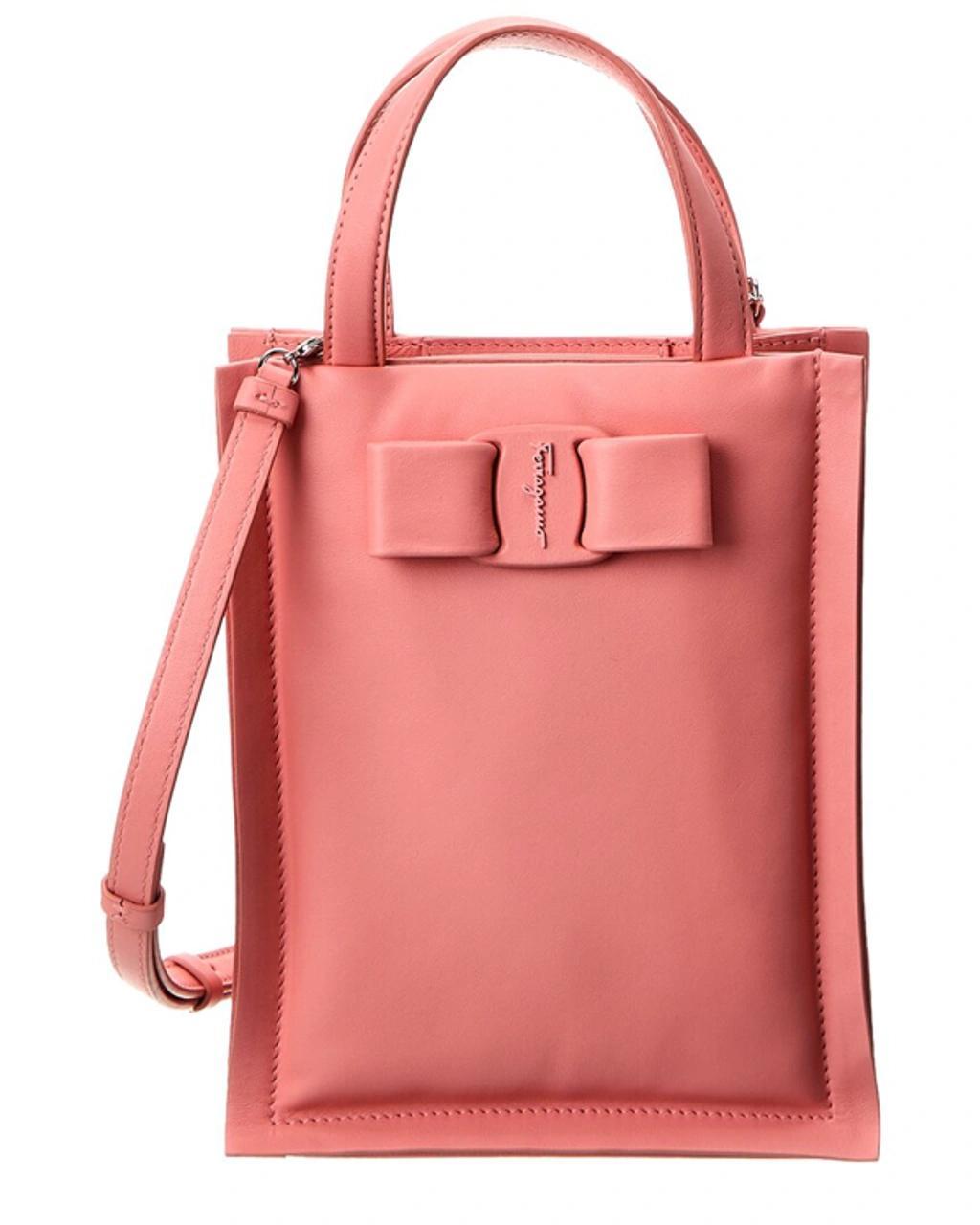FERRAGAMO Mini Viva Leather Bag In Pink Product Image