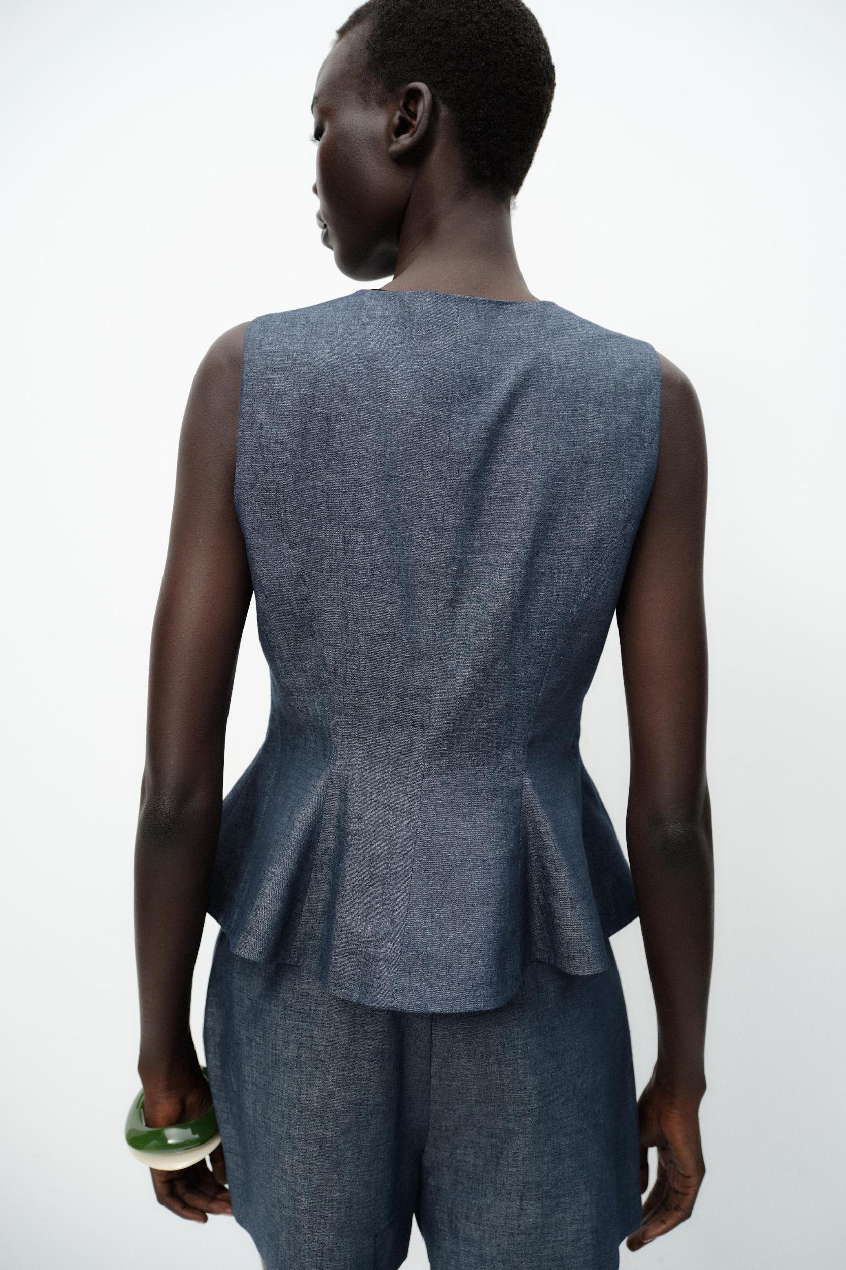 LINEN PEPLUM VEST Product Image