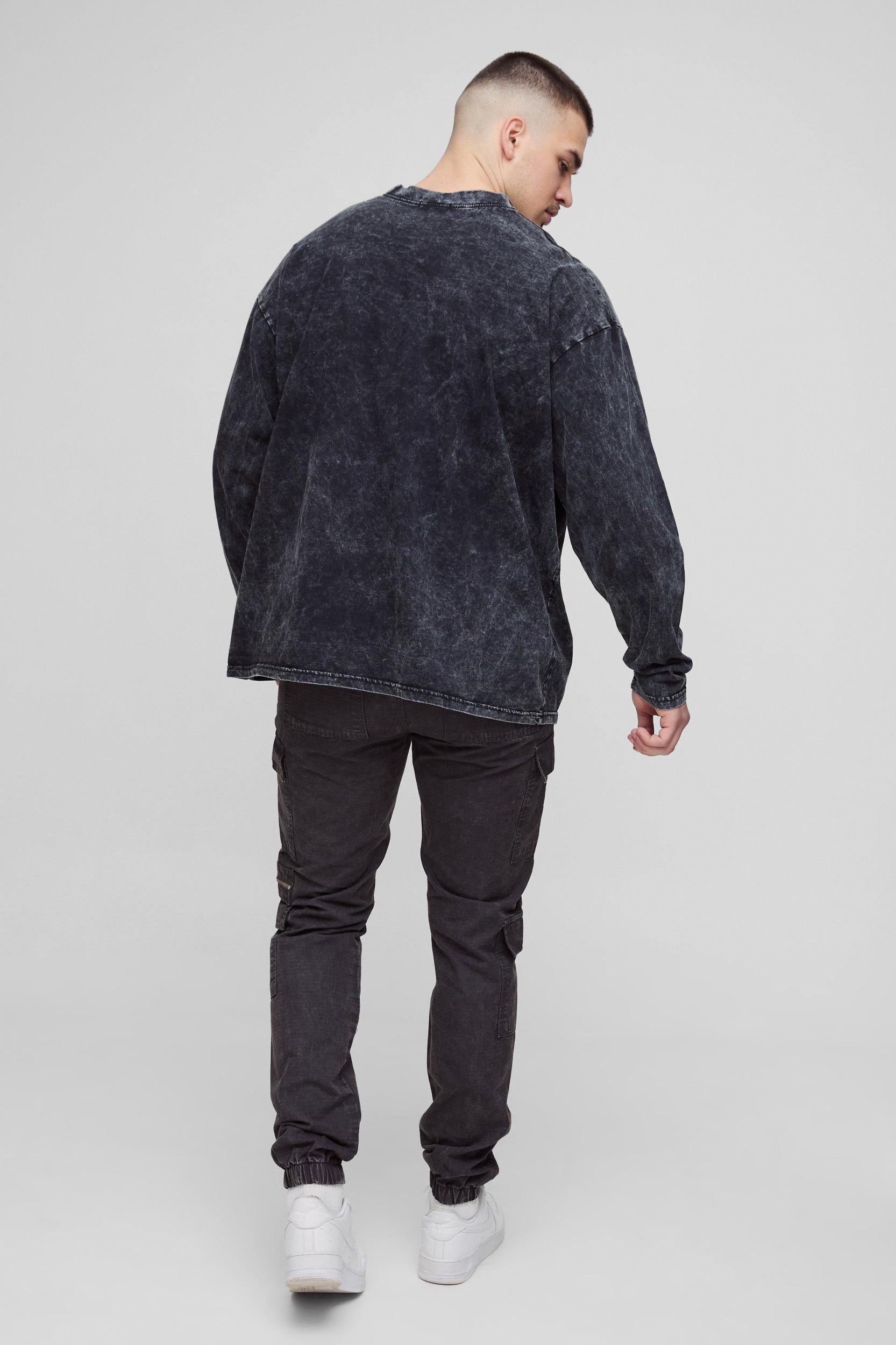 Tall Washed Ripstop Zip Detail Slim Fit Cargo Pants | boohooMAN USA Product Image