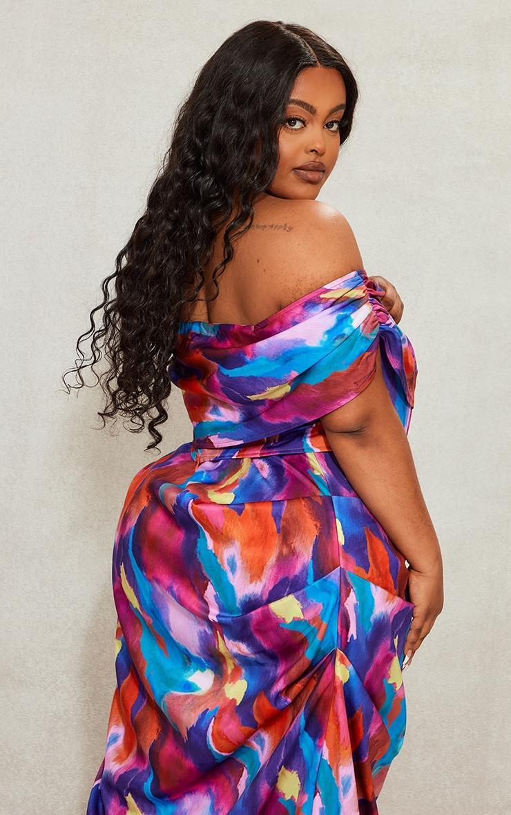 Plus Multi Printed Asymmetric Bardot Corset Product Image