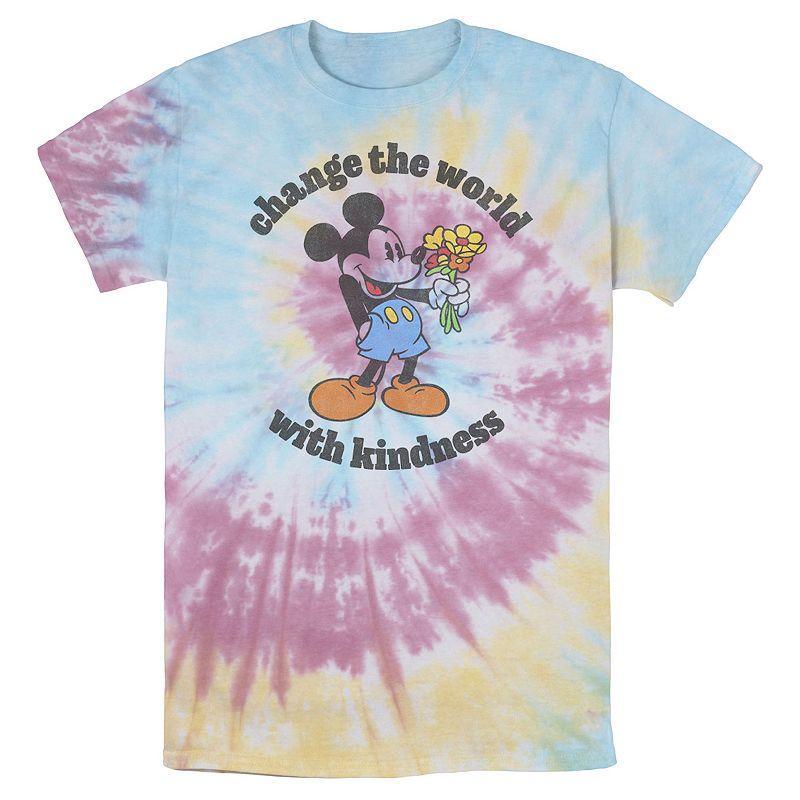 Mens Disney Mickey With Flowers Change The World With Kindness Bomabrd Wash Tee Product Image