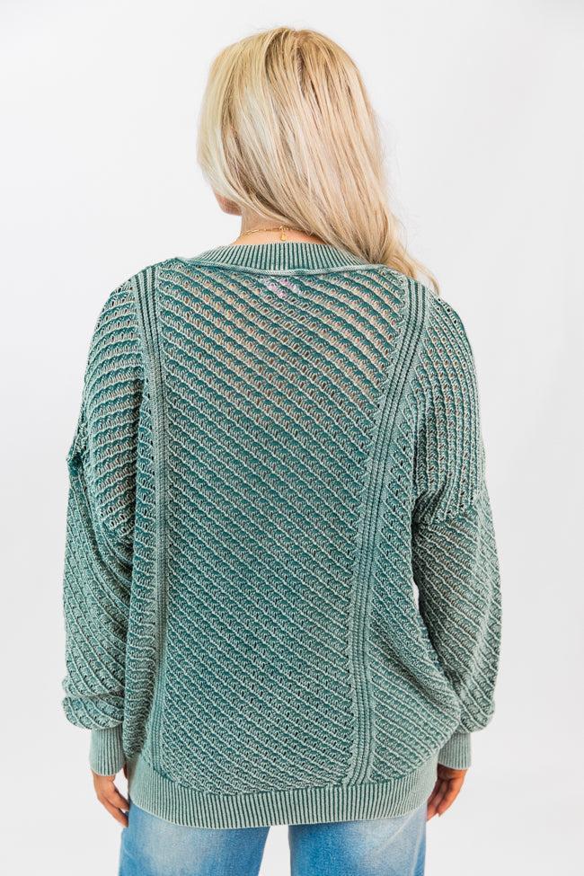 It's Too Easy Olive Acid Wash Sweater FINAL SALE Product Image