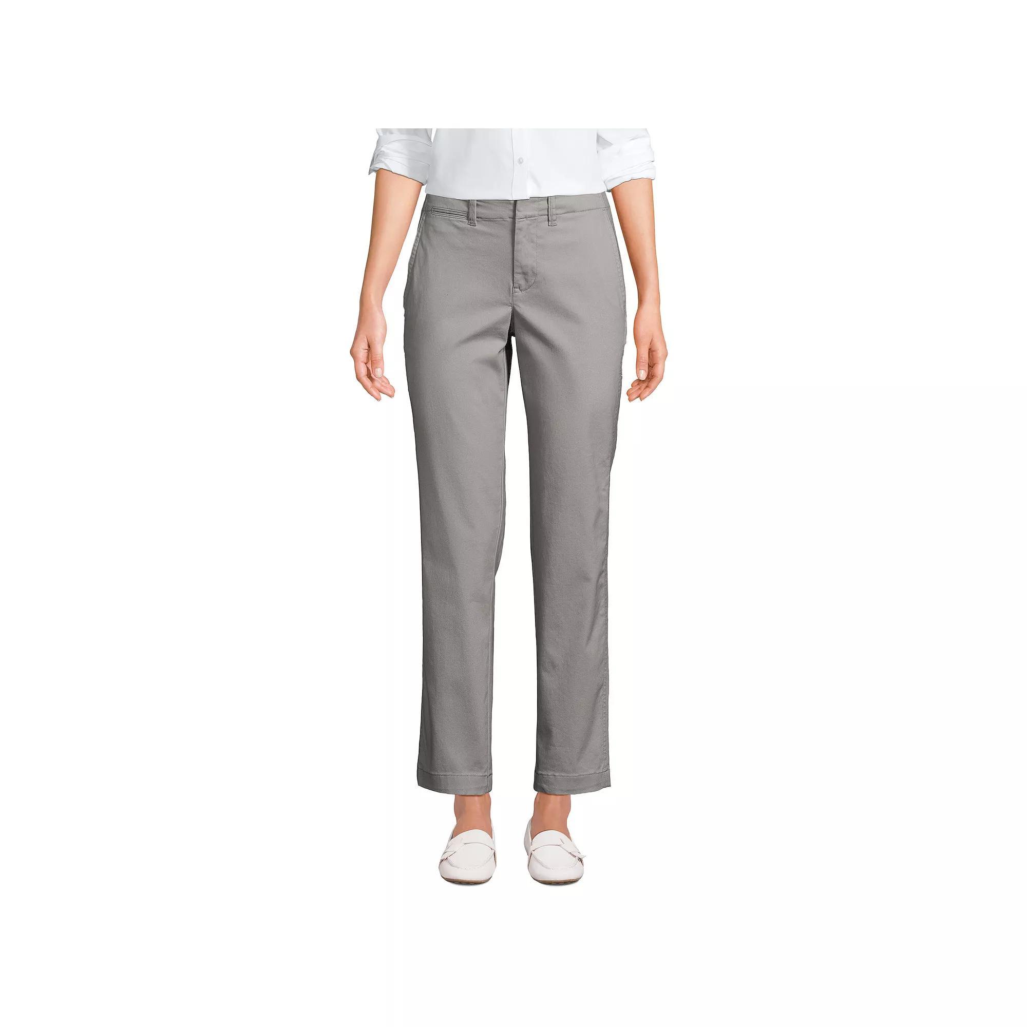 Women's Lands' End Mid Rise Classic Straight Leg Chino Ankle Pants, Size: 8, Black Product Image