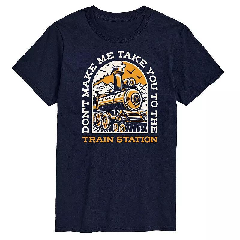 Mens Yellowstone Take You Train Station Graphic Tee Blue Product Image