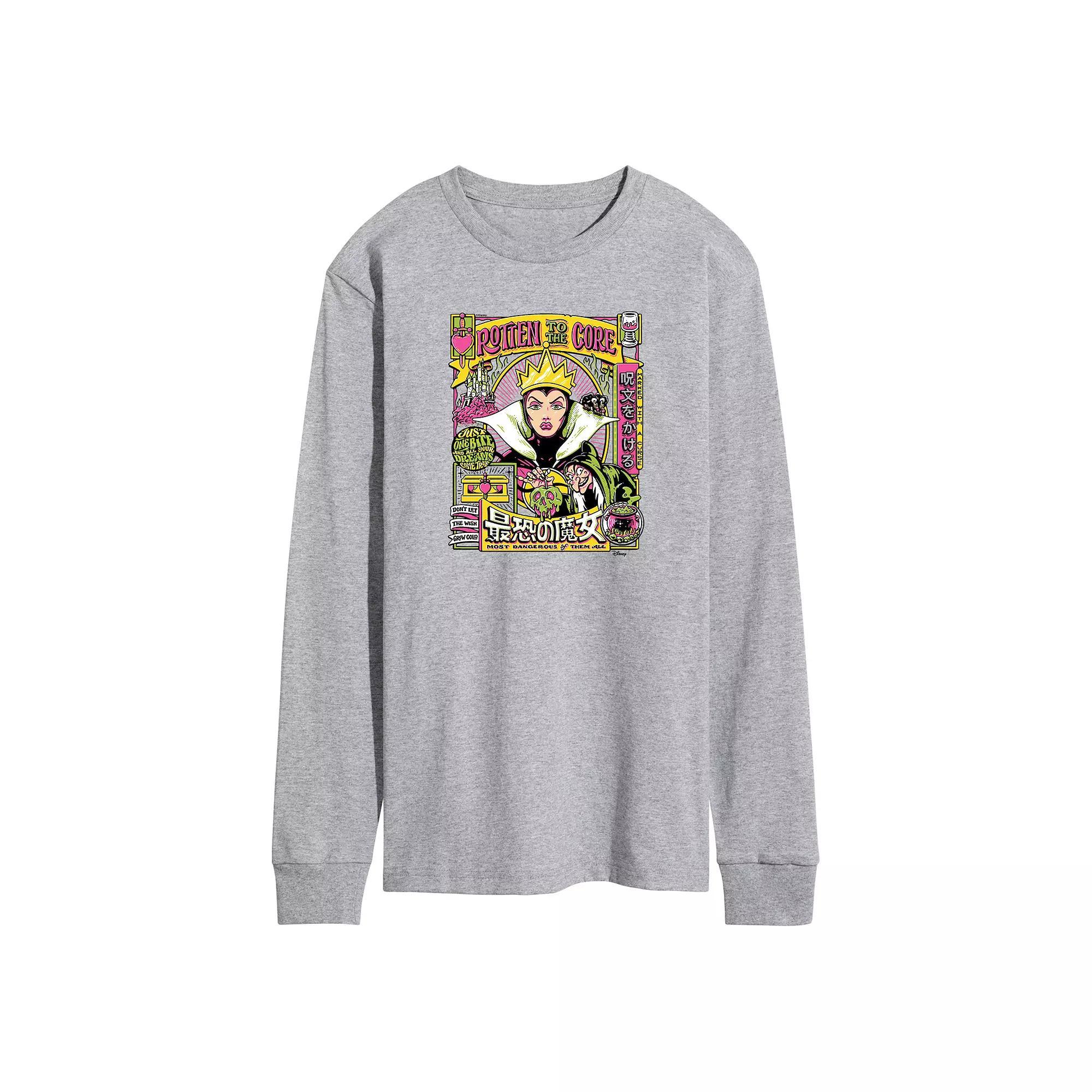Disney Villains Snow White Evil Queen Mens Anime Long Sleeve Graphic Tee Grey Gray Product Image