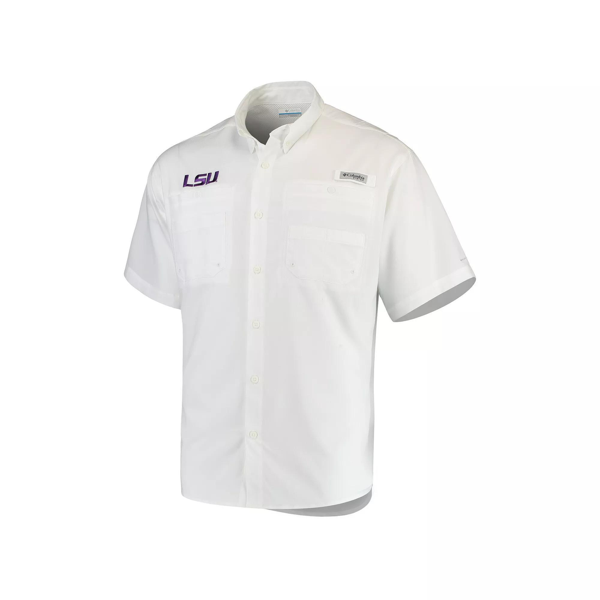 Men's Columbia White LSU Tigers PFG Tamiami Shirt, Size: XL Product Image