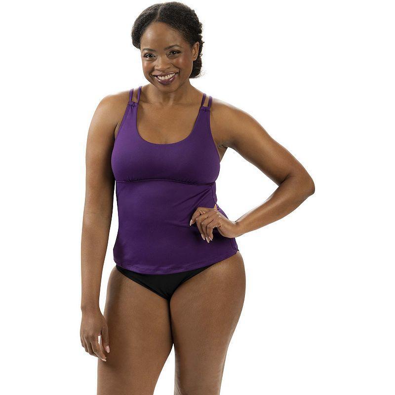 Women's Dolfin Deep Scoopneck Tankini Swim Top, Size: Large, Green Product Image