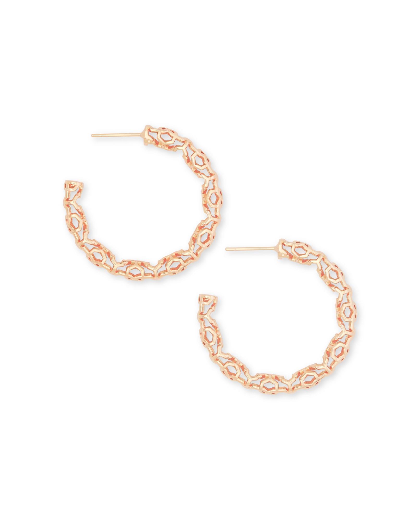 Maggie Small Hoop Earrings in Rose Gold Filigree Product Image