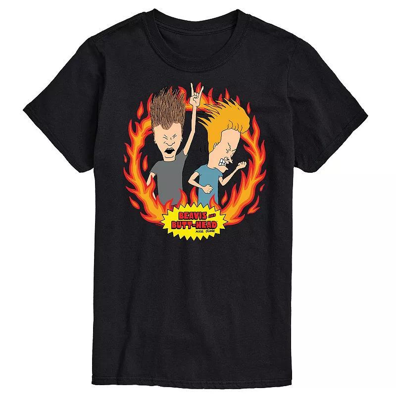 Mens Beavis And Butthead Rock Flames Tee Product Image