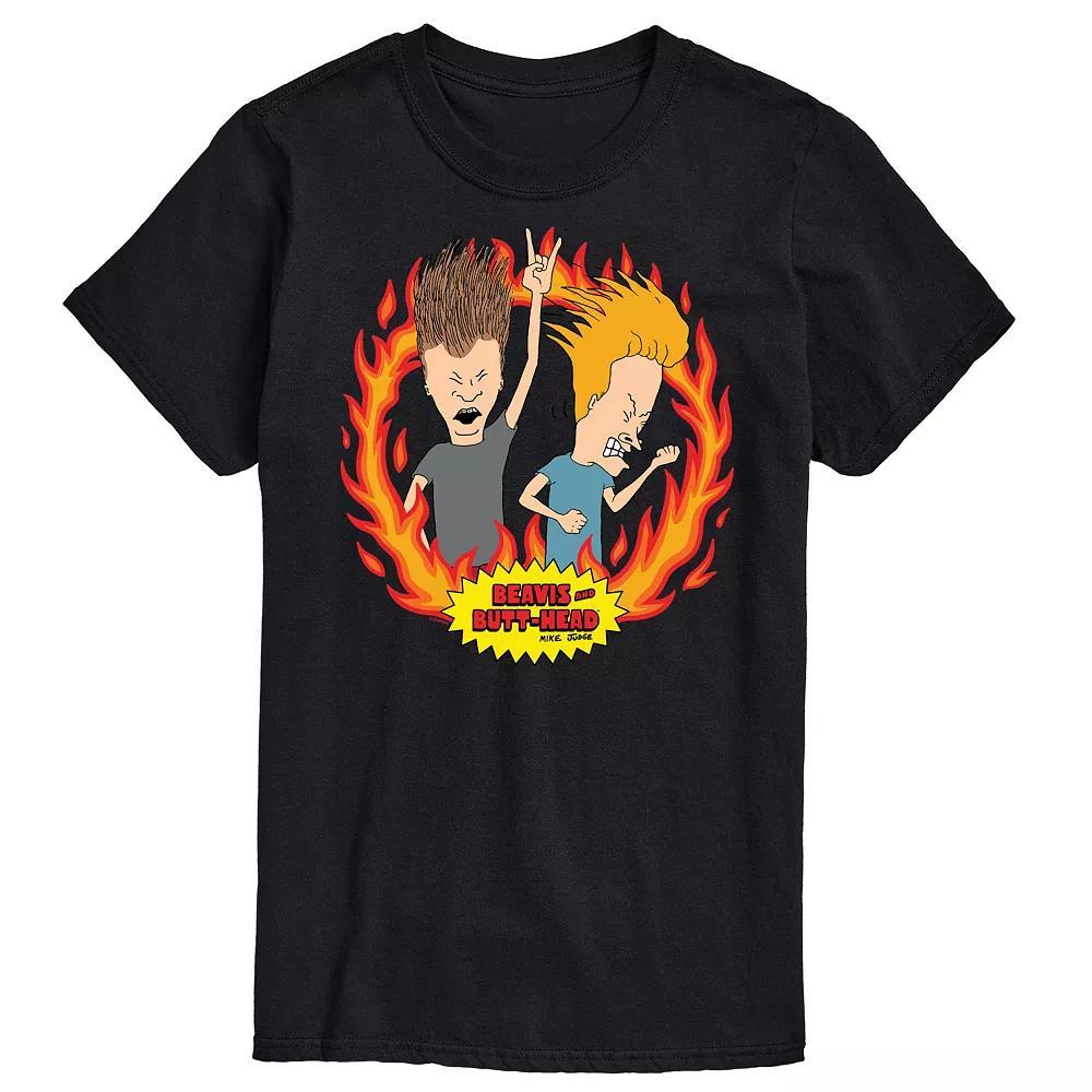 Mens Beavis And Butthead Rock Flames Tee Product Image