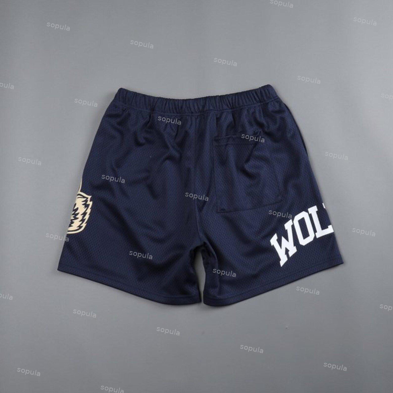 Sopula Animal Text Print Casual Street Mesh Shorts Product Image