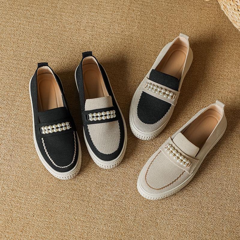 Faux Pearl Platform Slip-Ons Product Image
