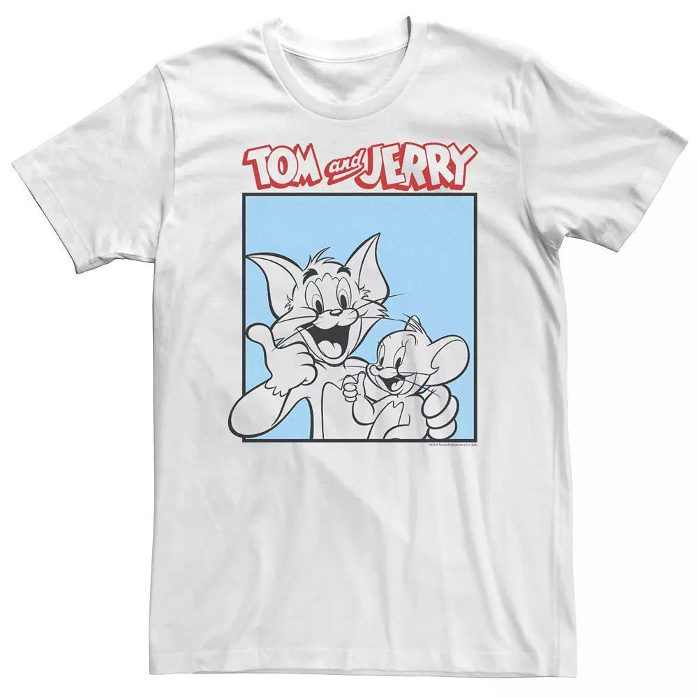 Big & Tall Tom And Jerry Bold Line Art Box Tee, Men's, Size: 4XLT, White Product Image