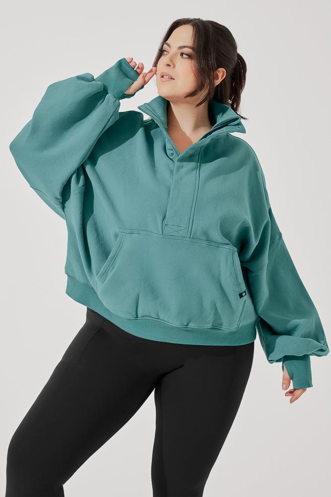 Ooey Gooey Half Zip Sweater - Almond Milk Product Image