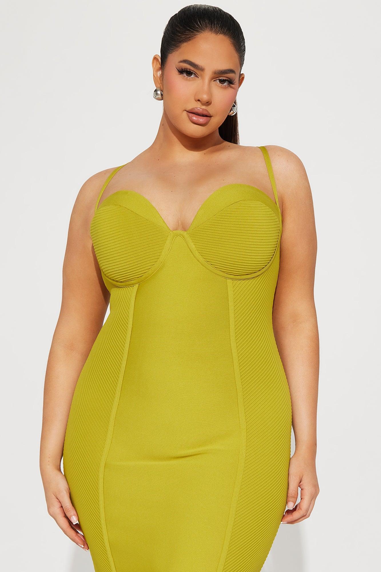 Speak The Truth Bandage Midi Dress - Chartreuse Product Image