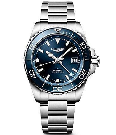 Longines Mens Blue Dial Hydroconquest Automatic GMT Stainless Steel Bracelet Watch Product Image