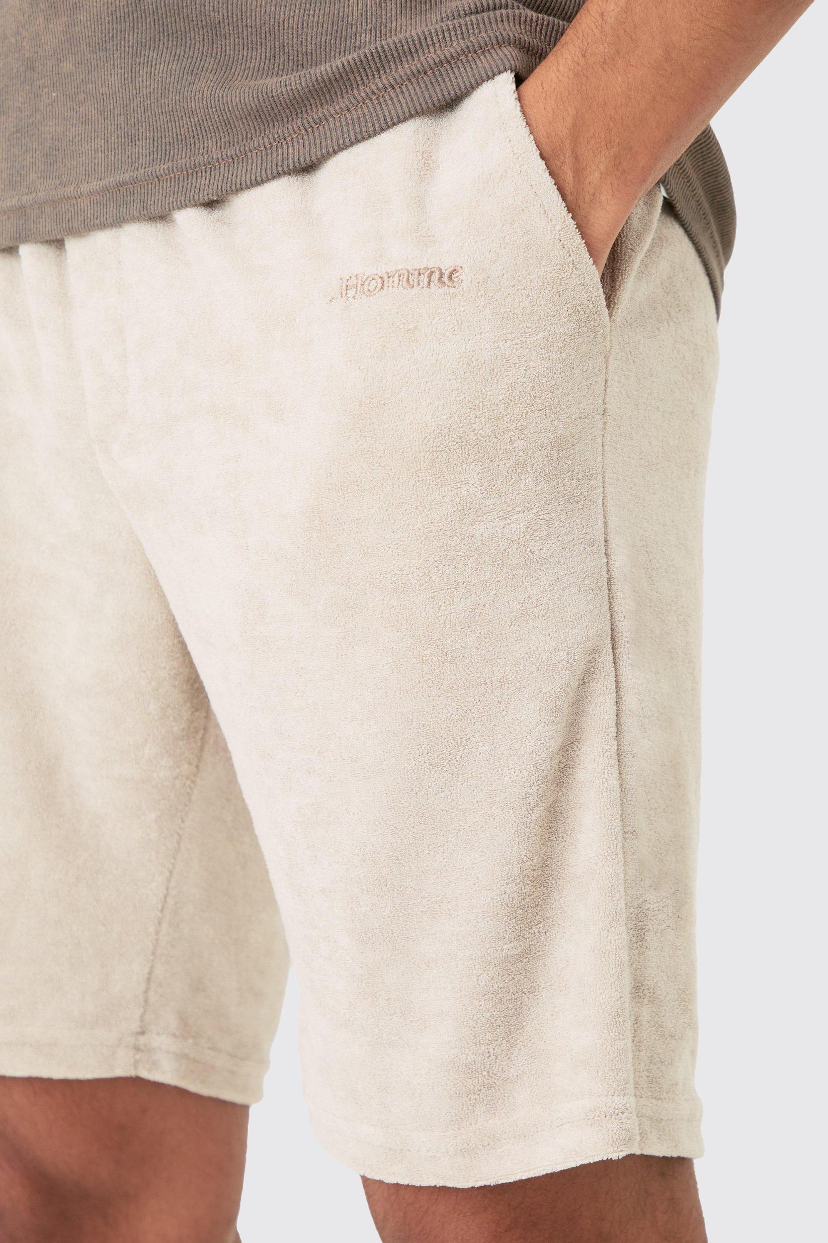 Loose Fit Mid Towelling Homme Shorts | boohooMAN USA Product Image