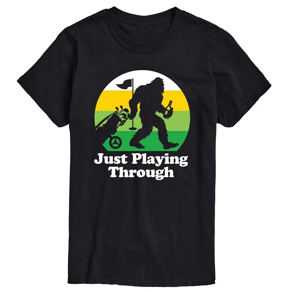Men's Just Playing Through Sasquatch Graphic Tee, Size: Large, Black Product Image