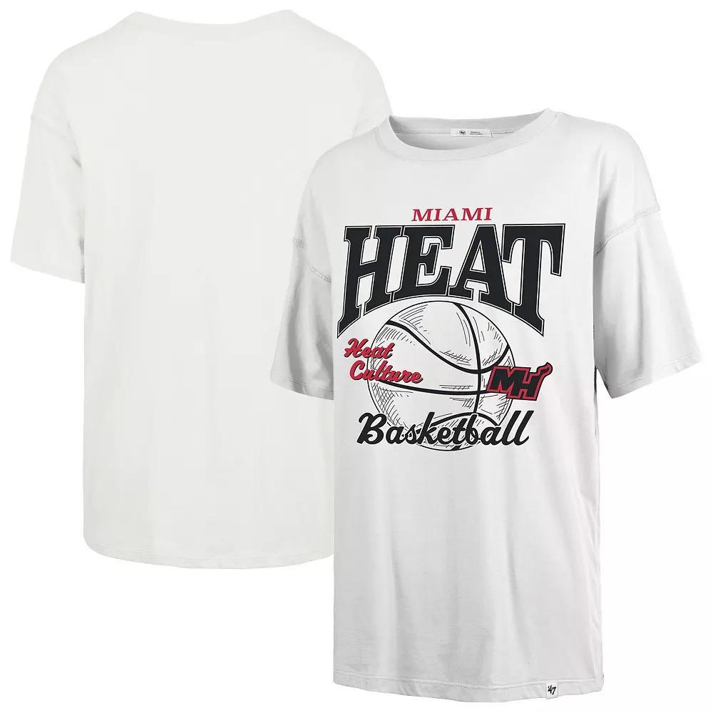 Women's '47  White Miami Heat City Edition Down Court Sadie T-Shirt, Size: Medium Product Image
