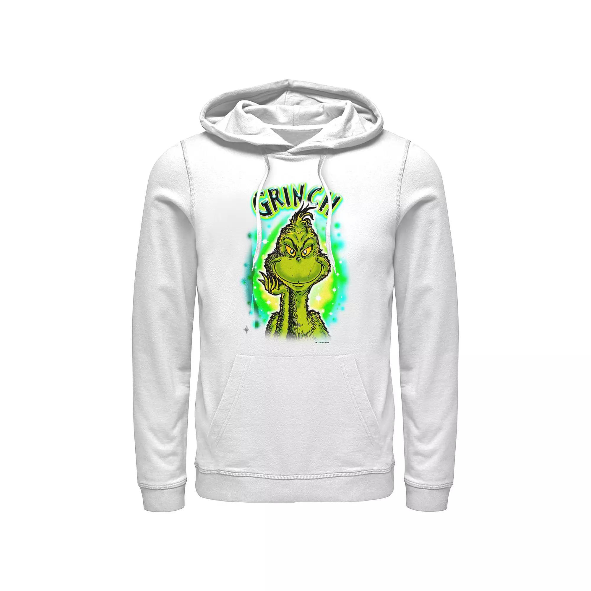 Big & Tall Dr. Seuss Grinch Airbrush Background Graphic Hoodie, Men's, Size: Large, White Product Image