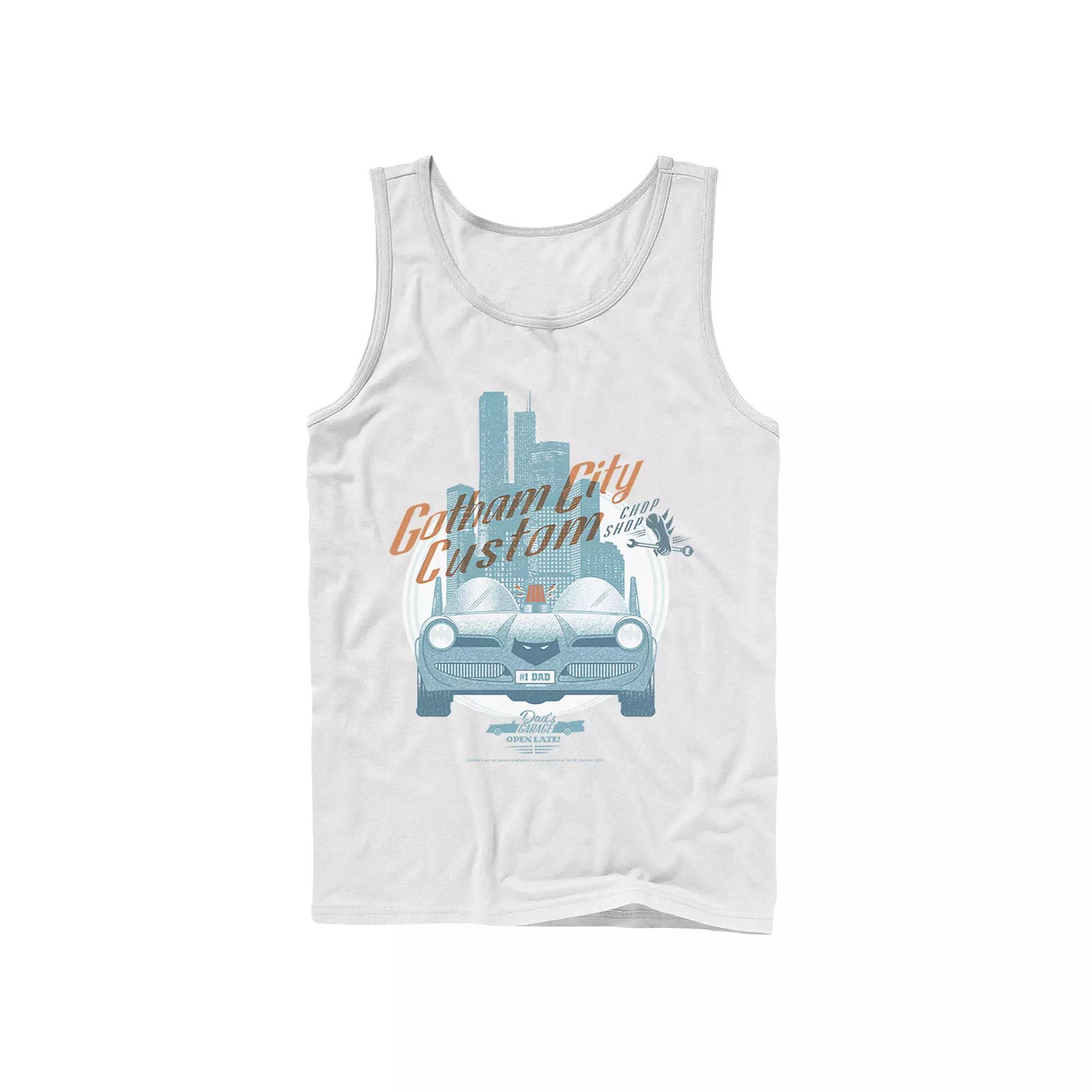 Men's DC Comics Gotham City Customs Shop Poster Tank Top, Size: Large, Athletic Grey Product Image