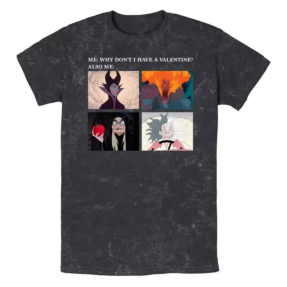 Disney Villains Why Don't I Have A Valentine Meme Men's Graphic Tee, Size: XL, Black Product Image