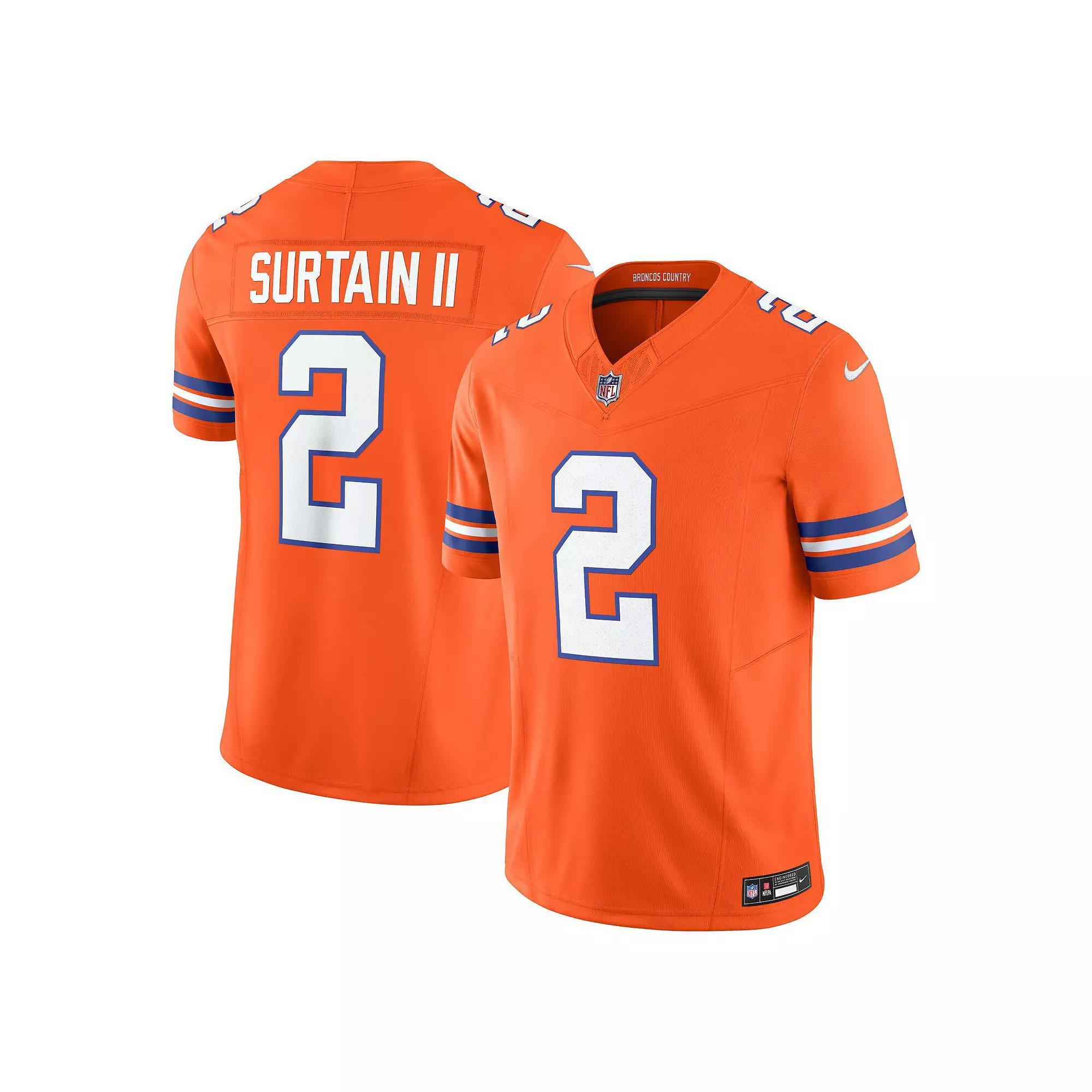 Men's Nike Patrick Surtain II Orange Denver Broncos Alternate Mile High Collection 1977 Throwback Vapor F.U.S.E. Limited Jersey, Size: XL Product Image