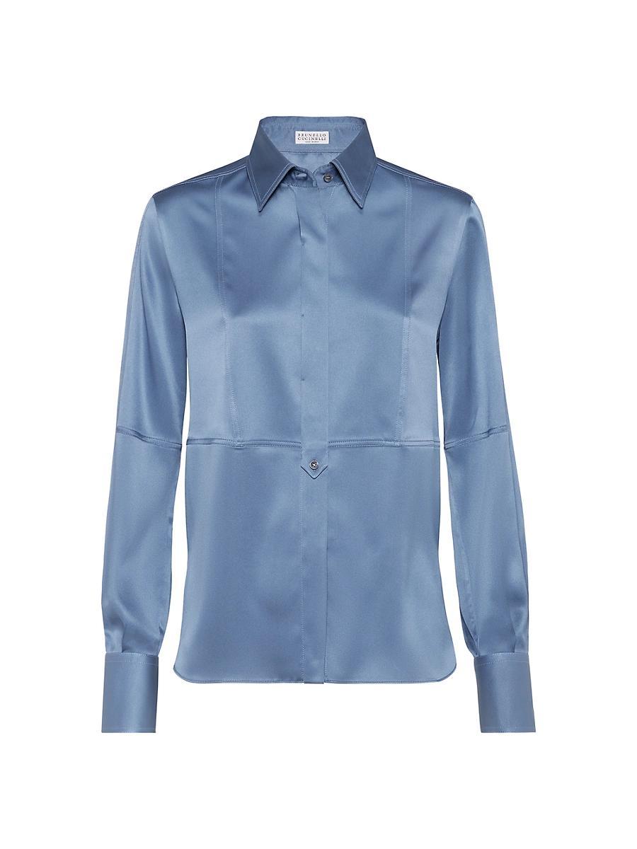 Womens Stretch Silk Satin Shirt Product Image