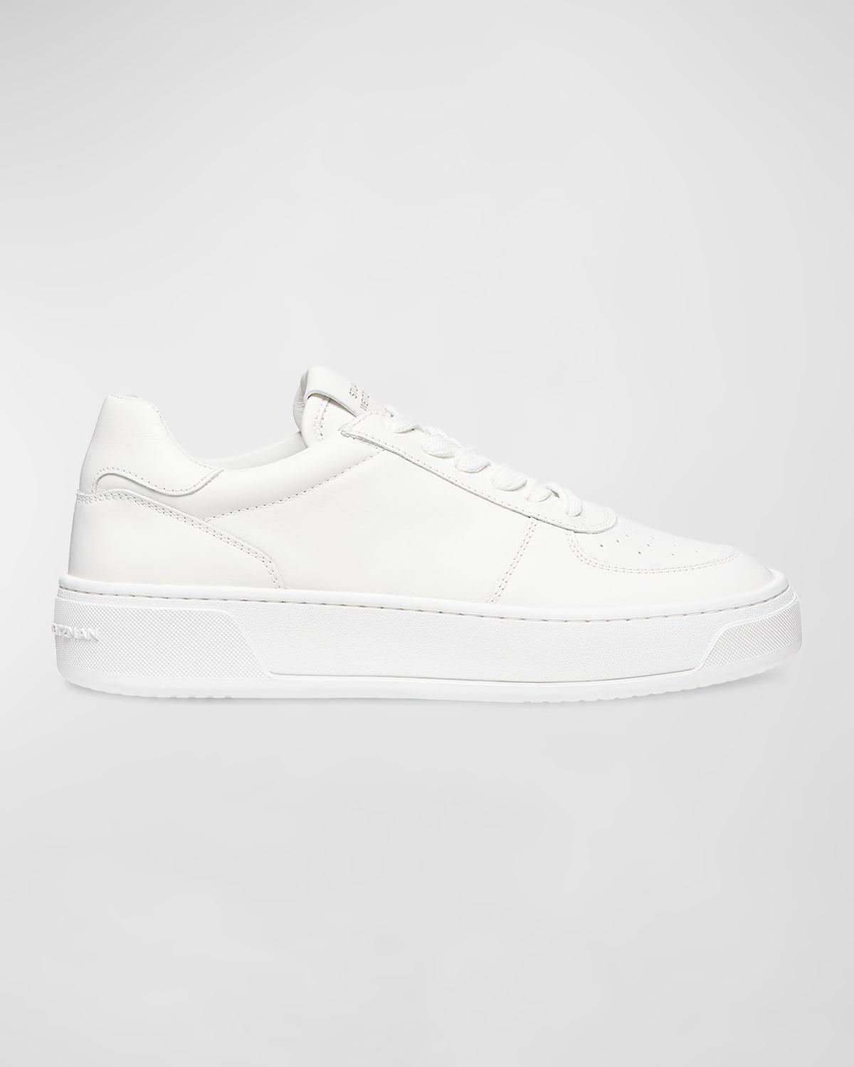 Mixed Leather Courtside Low-Top Sneakers Product Image