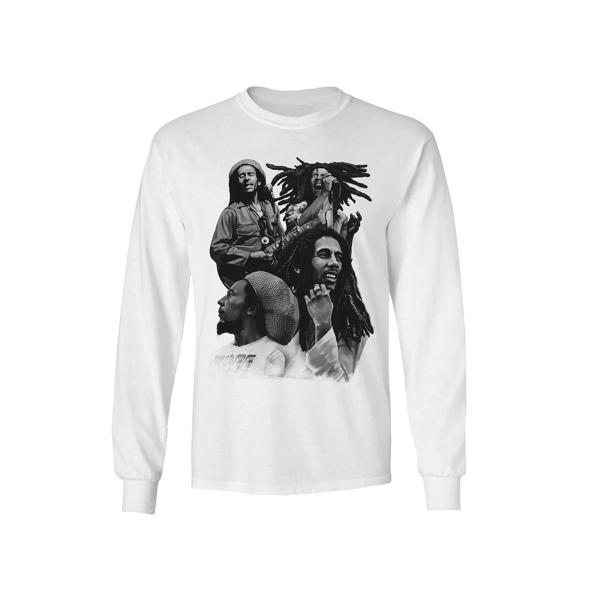 Men's Bob Marley Free Our Minds Long Sleeve Tee, Size: Large, White Product Image
