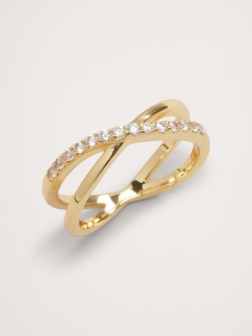 Pavé Crossover Ring Aureus + Argent Product Image