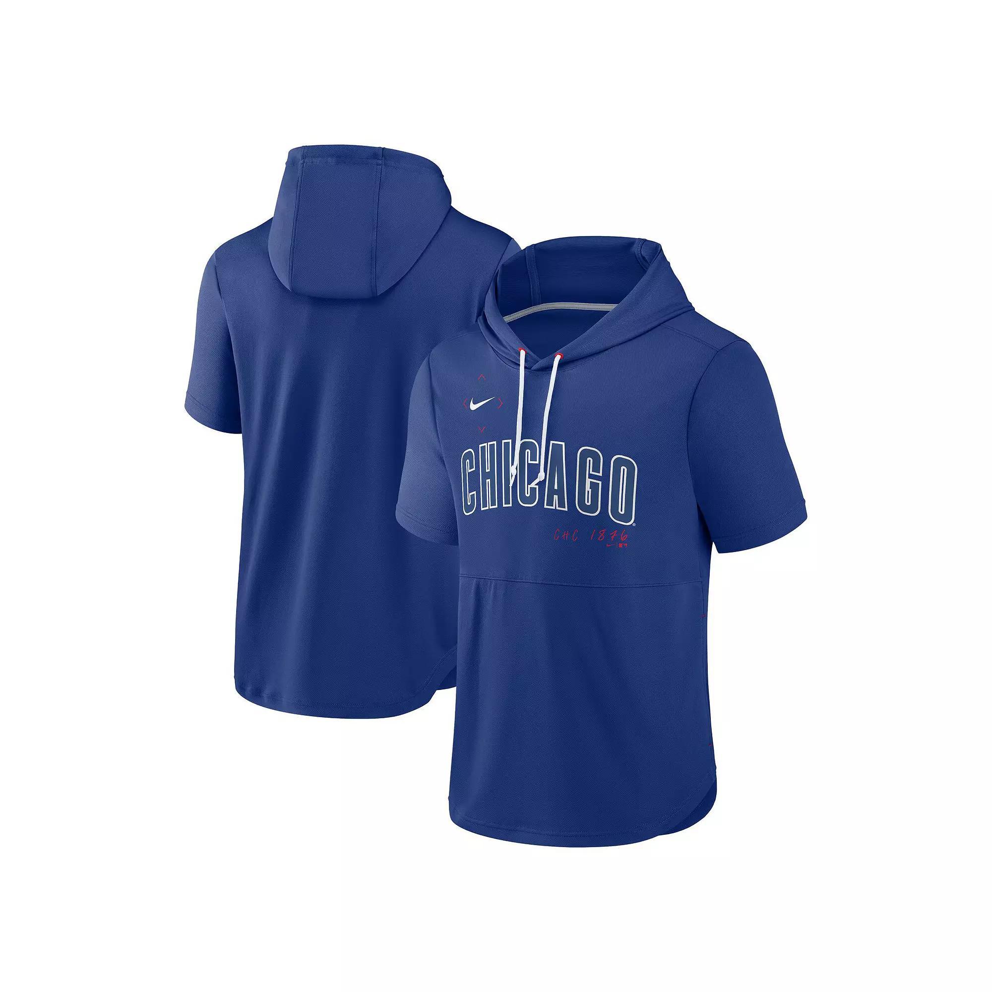 Men's Nike Royal Chicago Cubs Springer Short Sleeve Team Pullover Hoodie, Size: Large, Blue Product Image