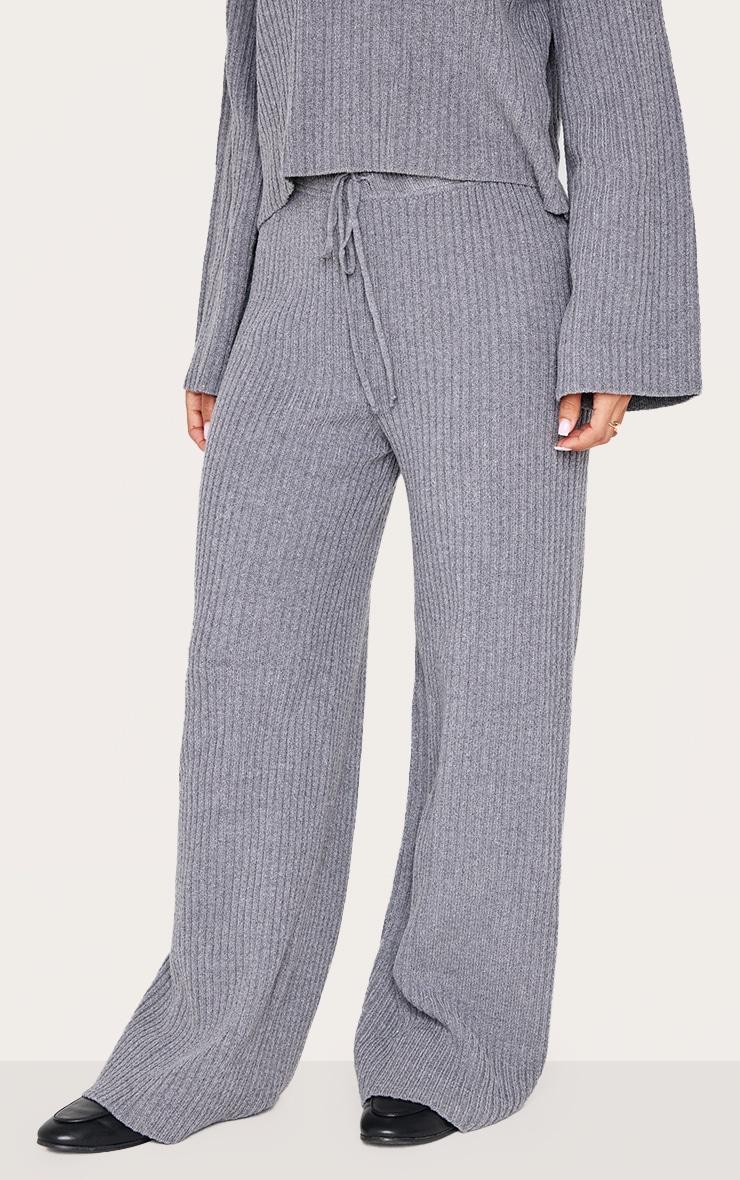 Petite Charcoal Knitted Pants Product Image