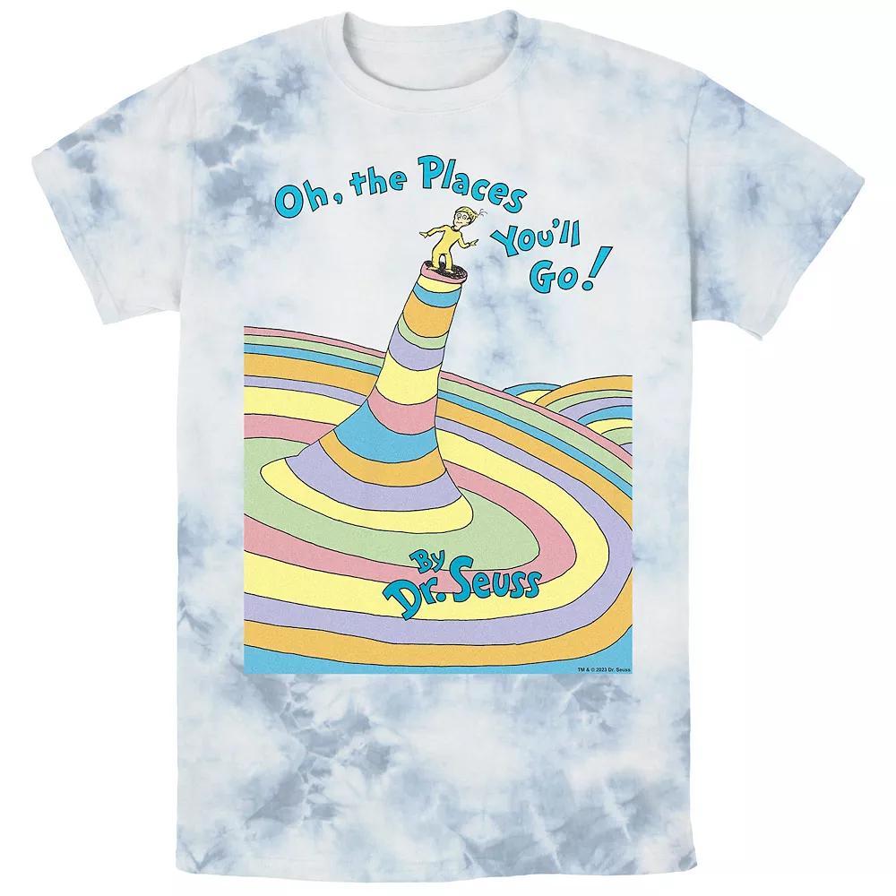Men's Dr. Seuss Oh The Places You'll Go Bombard Wash Graphic Tee, Size: Large, White Blue Product Image