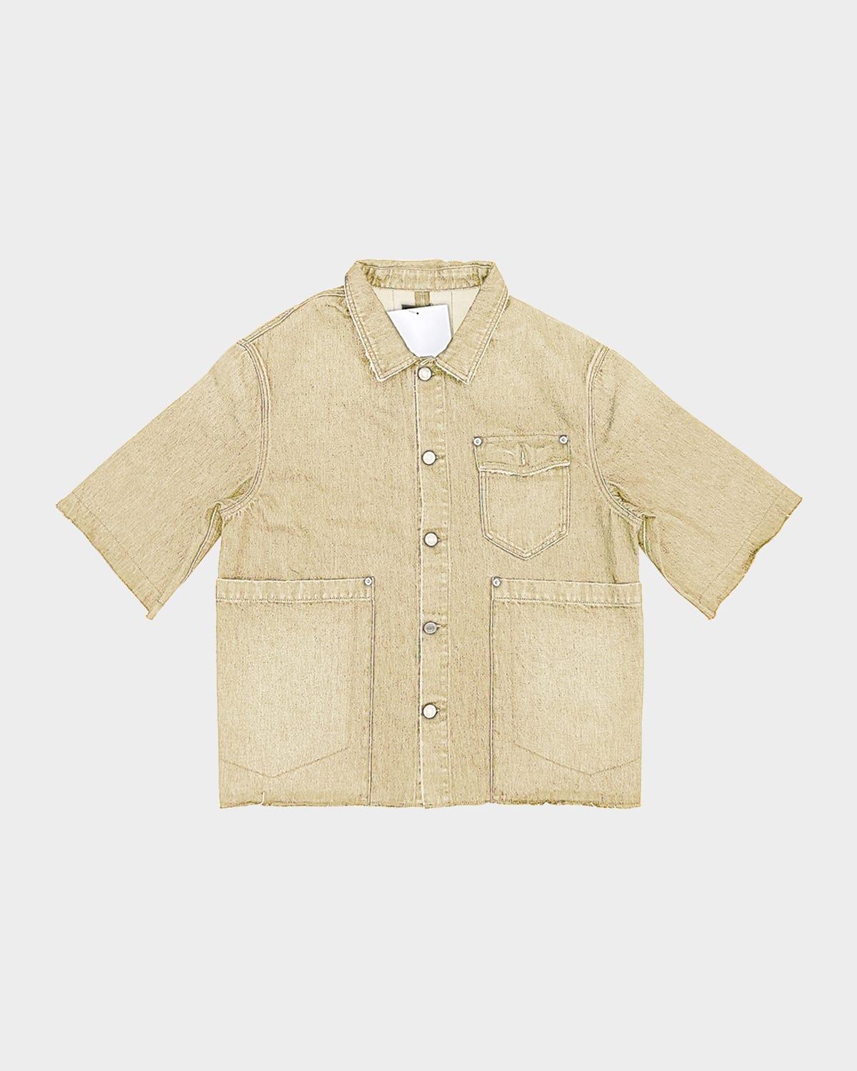 Mens Distressed Denim Snap-Front Shirt Product Image