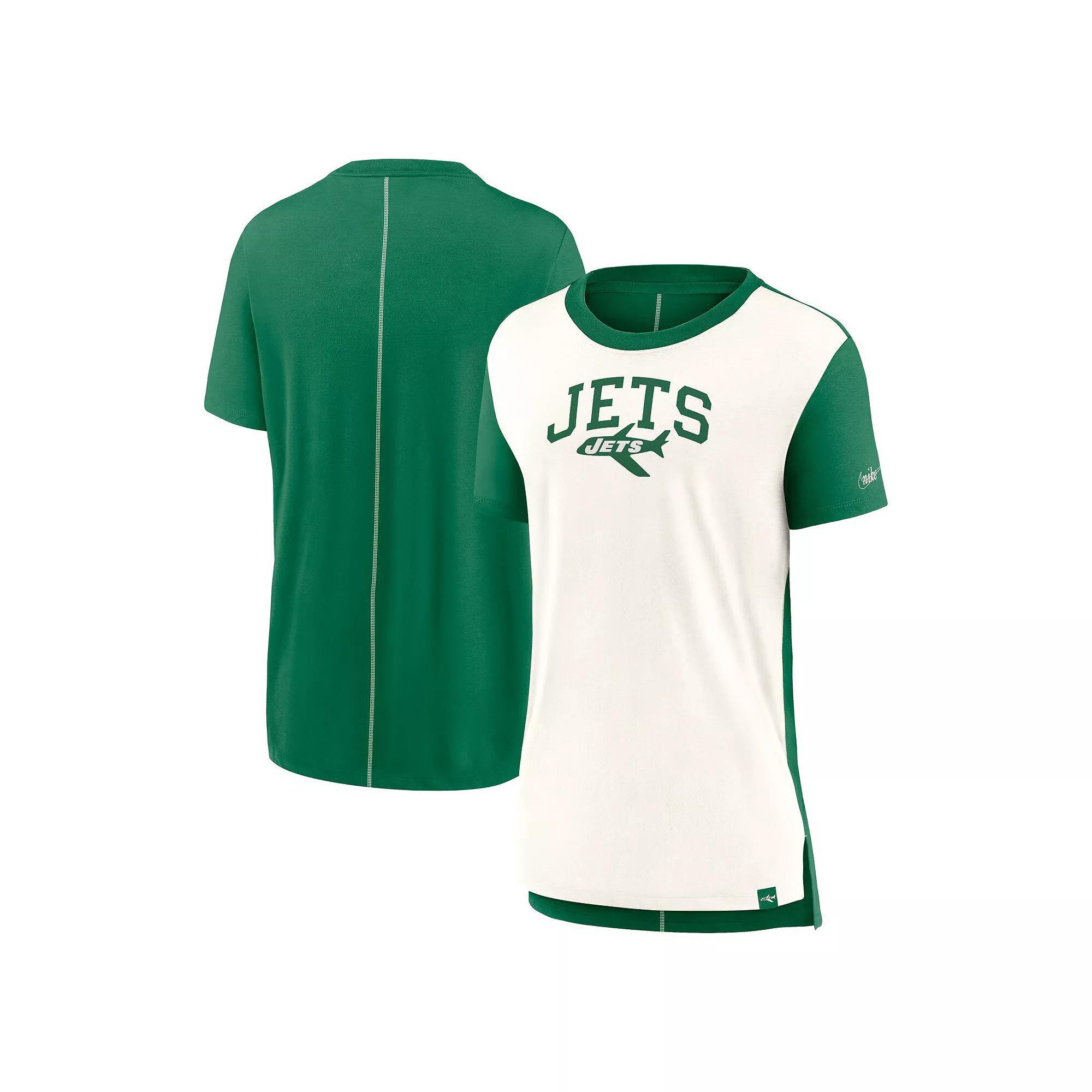Women's Nike Cream/Kelly Green New York Jets Wordmark Tri-Blend T-Shirt, Size: Small, Beige Product Image