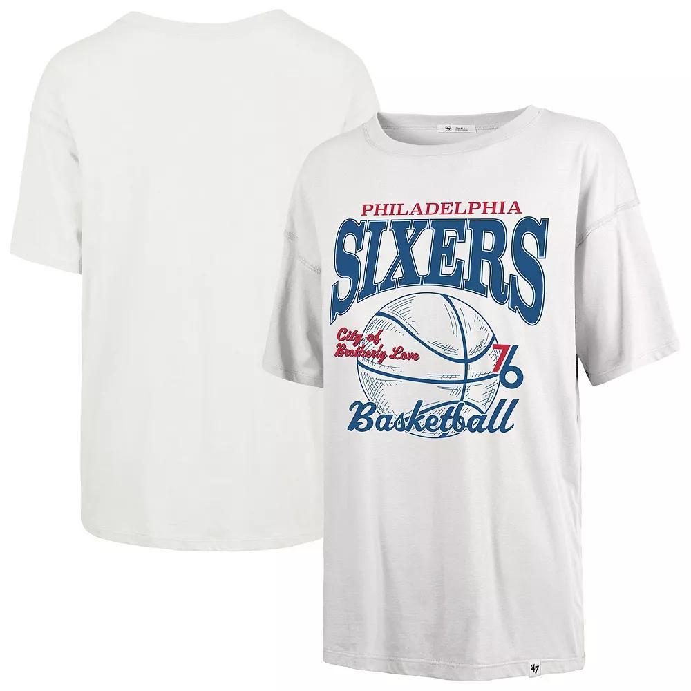Women's '47  White Philadelphia 76ers City Edition Down Court Sadie T-Shirt, Size: Medium, 76r White Product Image