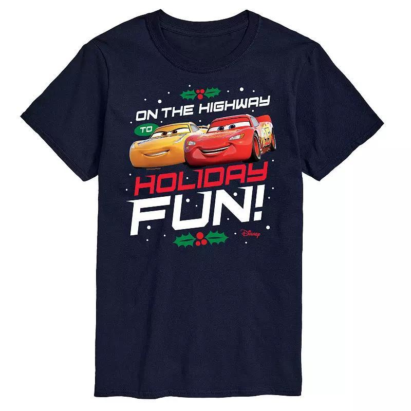 Disneys Cars Mens Highway To Holiday Fun Graphic Tee Blue Product Image
