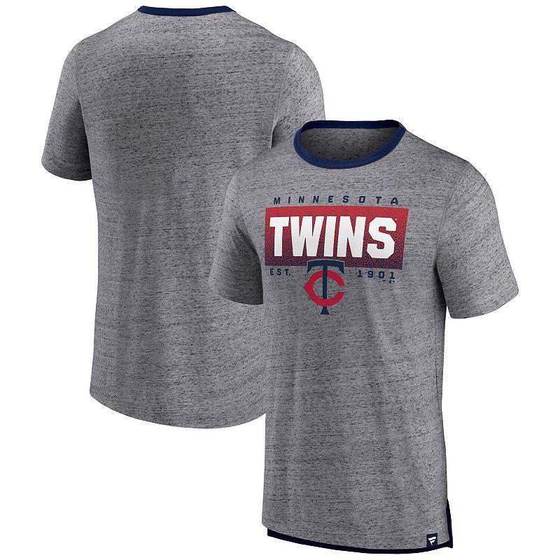 Men's Fanatics Branded Heathered Gray Minnesota Twins Iconic Team Element Speckled Ringer T-Shirt, Size: Medium, Grey Product Image