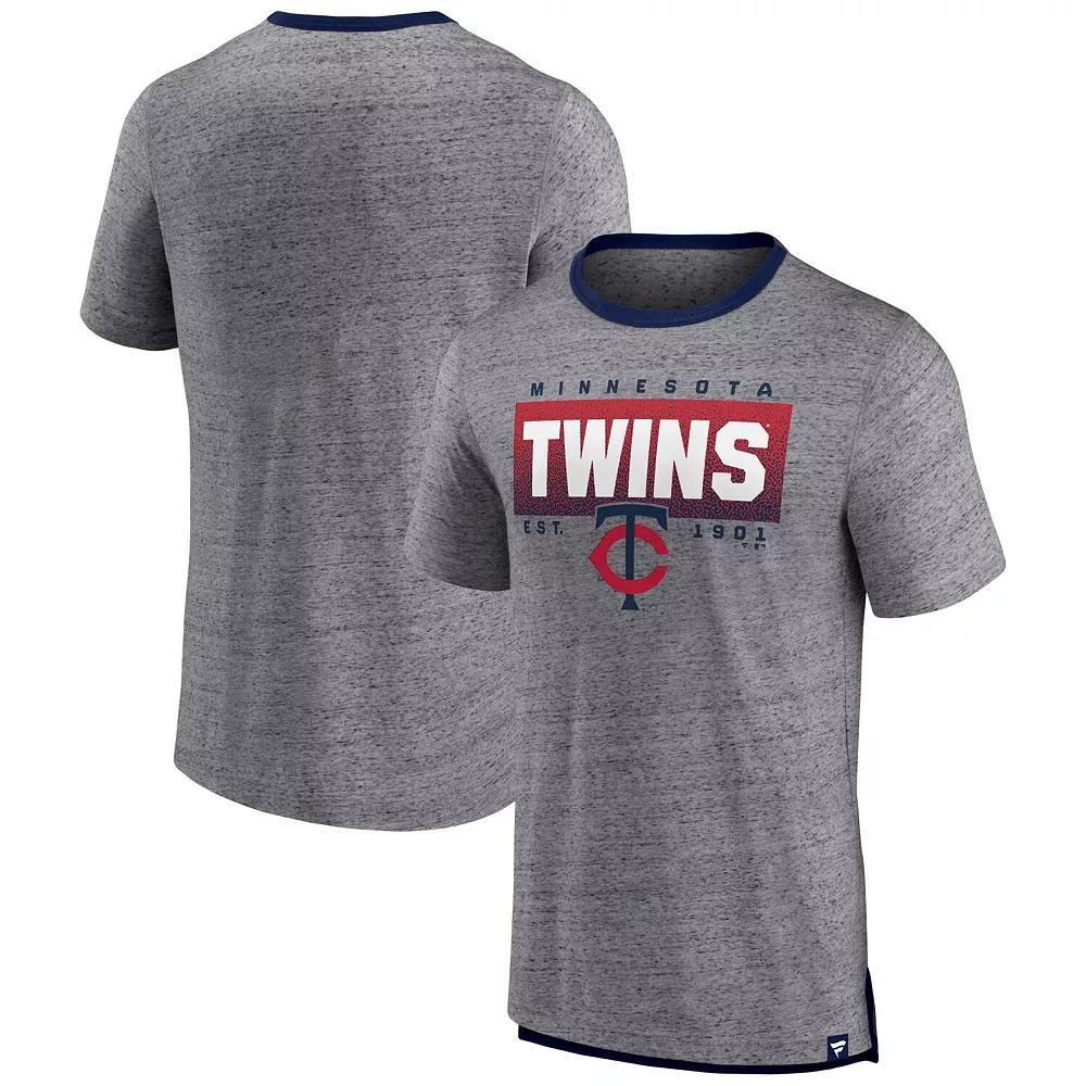 Men's Fanatics Branded Heathered Gray Minnesota Twins Iconic Team Element Speckled Ringer T-Shirt, Size: Medium, Grey Product Image