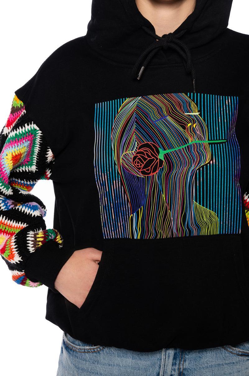 ROSIE CROCHET SLEEVE HOODIE Product Image