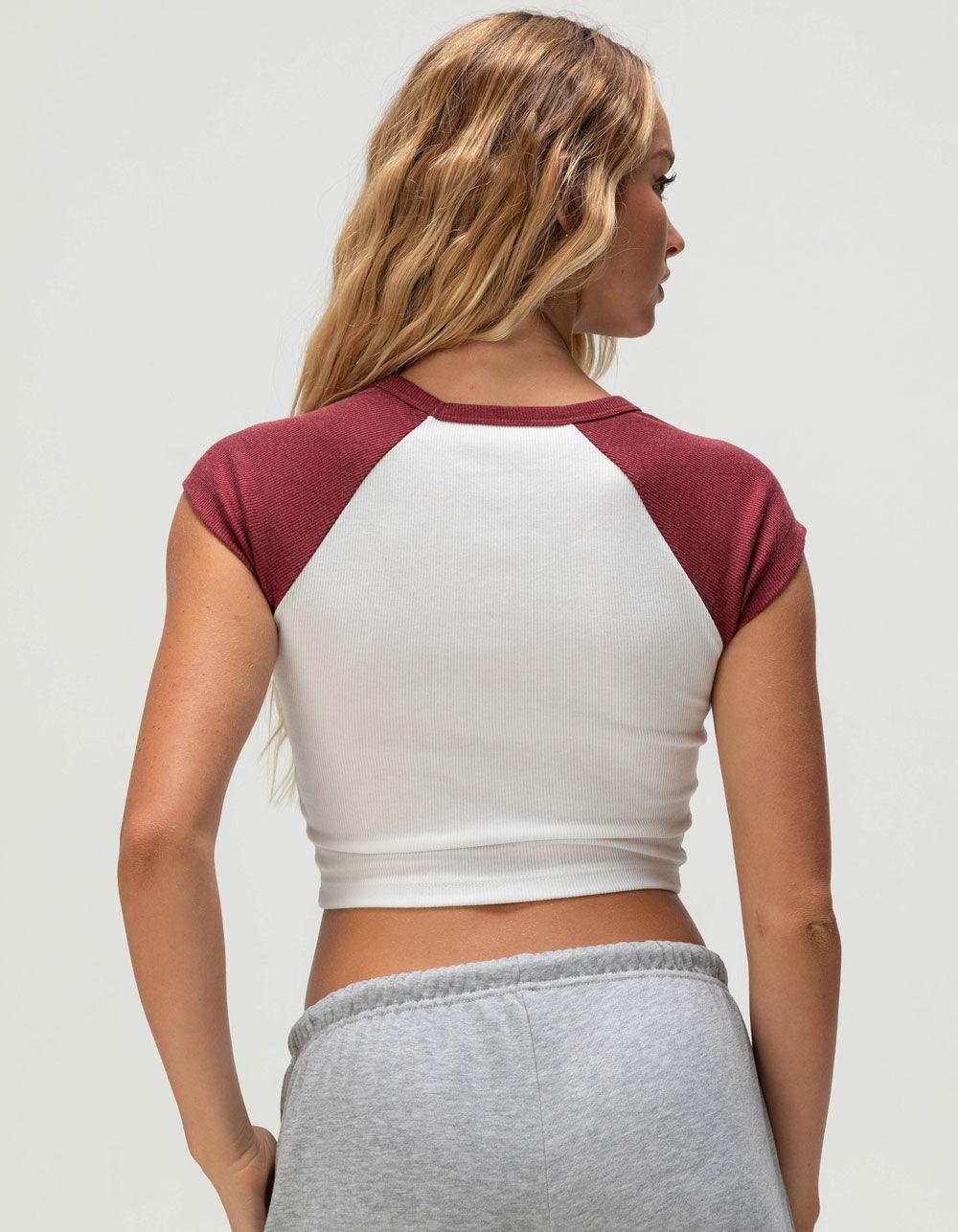 ROXY Flower Chain Womens Raglan Baby Tee - BRICK Product Image