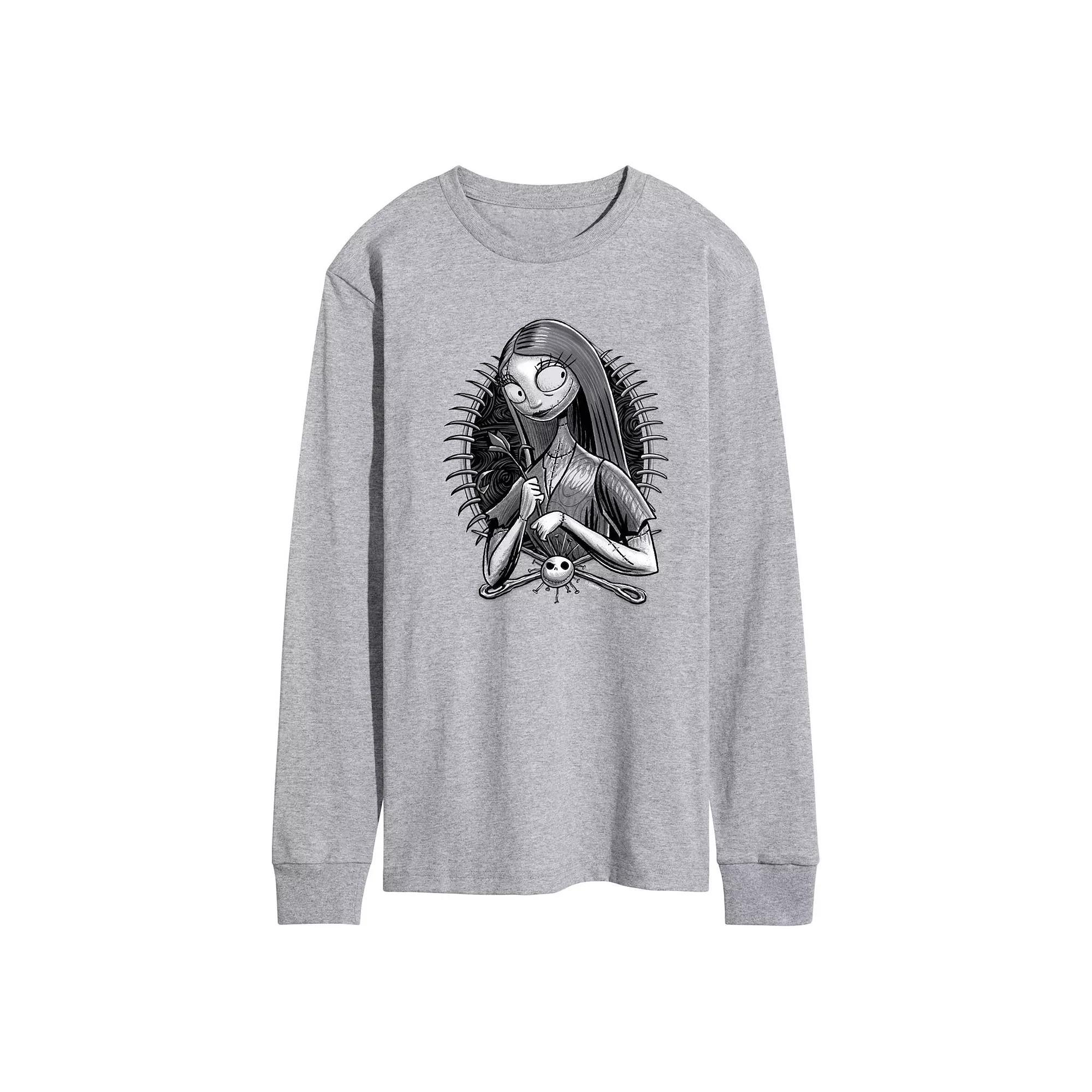 Disneys Nightmare At Christmas Sally Mens Long Sleeve Graphic Tee Grey Gray Product Image
